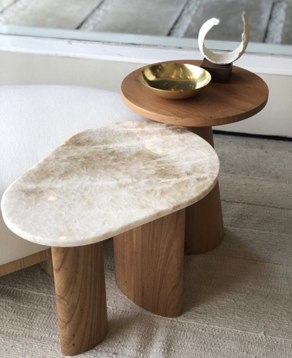 Bàn décor đôi mặt đá & gỗ