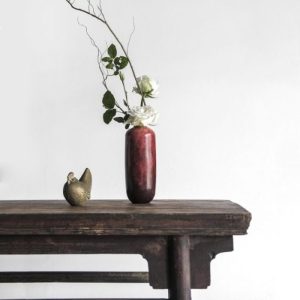 Lọ Gốm Trụ Men Đỏ – Ikebana Vas