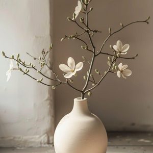 Bình Gốm Trắng Tối Giản – Decor Hoa Nghệ Thuật