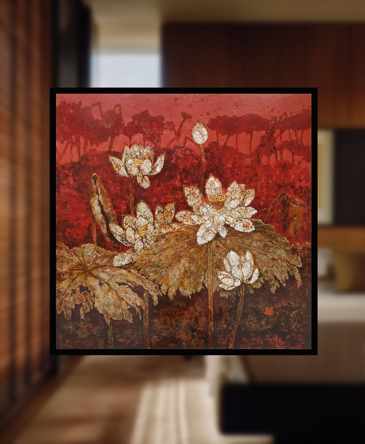 Tranh Sơn Mài Hoa Sen