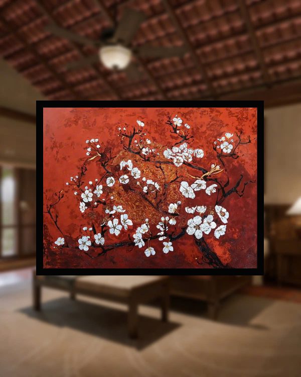 Tranh Sơn Mài Hoa Mai Trắng – Nghệ Thuật Decor Cao Cấp