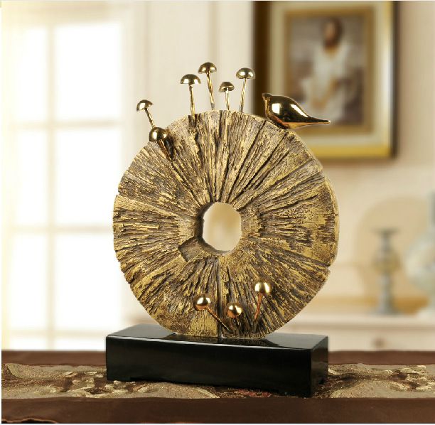 Tượng decor trừu tượng vòng tròn ánh kim