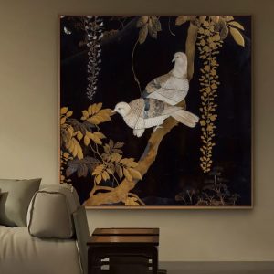 Tranh Sơn Mài Uyên Ương Vàng