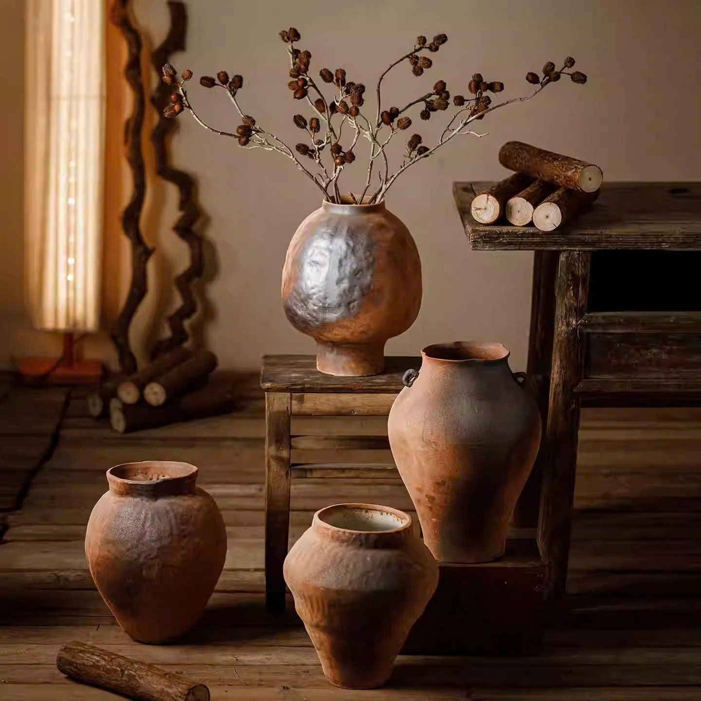 BÌNH GỐM MỘC KS03